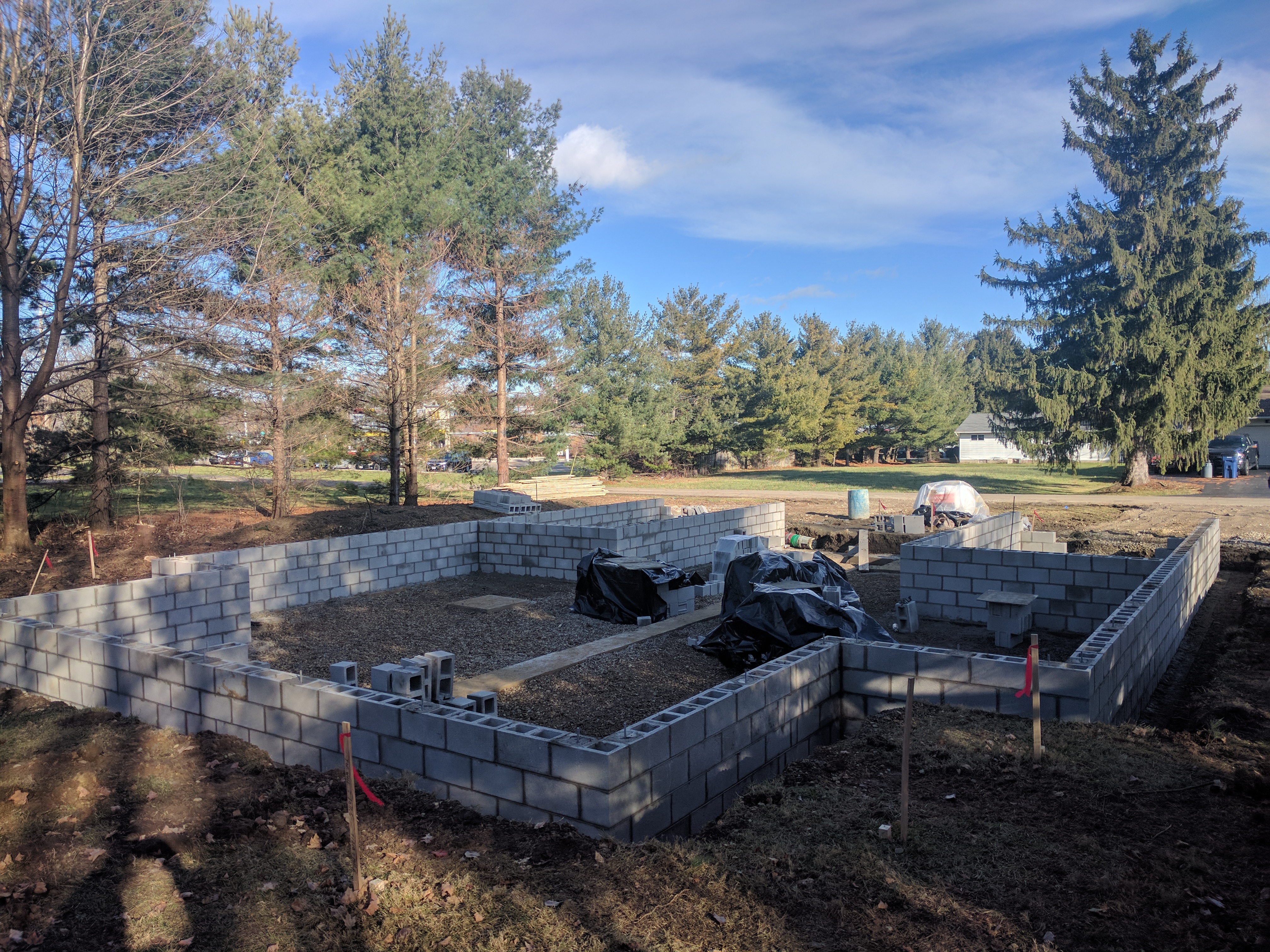 Back of Townhomes - Block foundation